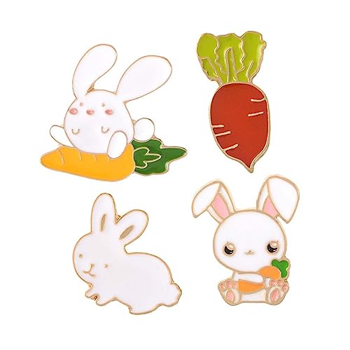 VANZACK 4stücke Hübsche Karotten-kaninchen-brosche Kreatives Tropfenöl-design Kaninchen-brustnadel Für Mädchen Junge Mädchen Damen Kleidungsaccessoires Dekoration von VANZACK