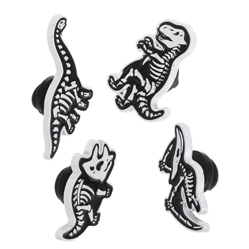 VANZACK 4stücke Dinosaurierskelett Brosche Dinosaurier Skelett Form Anstecknadeln Legierungsbrosche Dinosaurierskelettbrosche Corsage Abzeichen Für Tasche Pullover Kleid Anzug Hemd von VANZACK