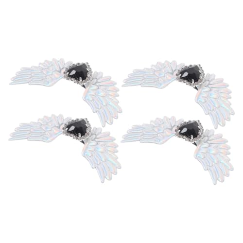 VANZACK 4 Stück Engeltropfen Schuhclips mit Dekoration Edgy Gothic Design für Damen Accessoires für Besondere Anlässe und Alltägliche Outfits Silberne Schuhschnallen mit Funkelnden von VANZACK