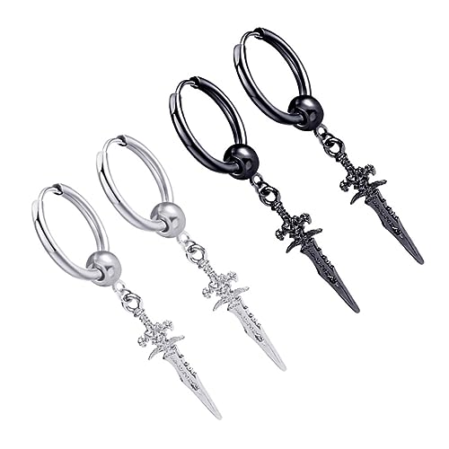 VANZACK 4 Stück Hip Hop Ohrringe Ohrclips Ohrstecker für Silber Schwarz Trendiges Accessoire für Männer und Frauen Leicht und Strapazierfähig für Alltag von VANZACK