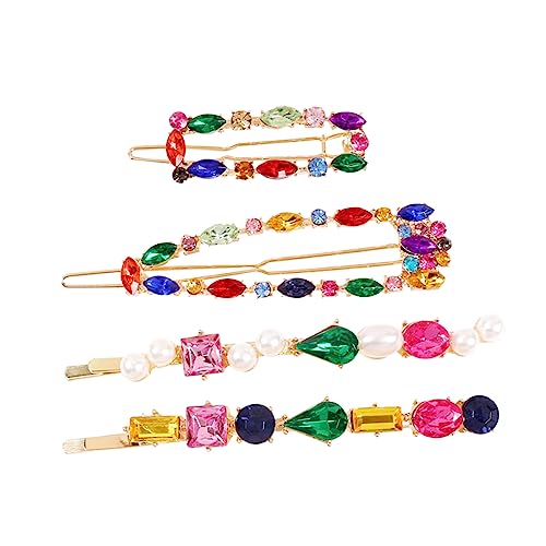 VANZACK 4stücke Haarnadeln Mit Strass Haarspangen Ponyspange Aus Legierung Bunte Bang Clips Für Mädchen Haar Zubehör Für Verschiedene Outfits von VANZACK