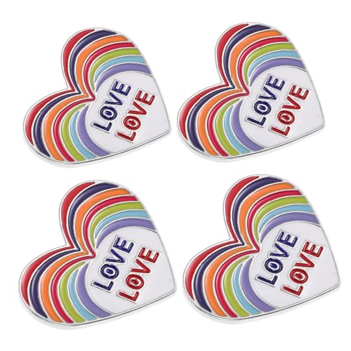 VANZACK 4 Stück Liebesbrosche Rucksack Pins Gay Pride Abzeichen Kleidungsabzeichen Herz Emaille Brosche Herz Emaille Anstecker Anstecknadeln Dekorative Anstecker Legierungs von VANZACK