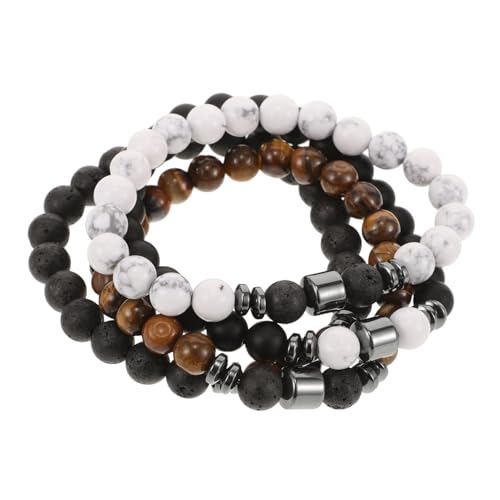 VANZACK 4 Stück Naturstein Armband für Damen und Herren Dehnbares Beaded Armband mit Obsidian und Kristallen Freundschaftsarmband für Besondere Anlässe von VANZACK