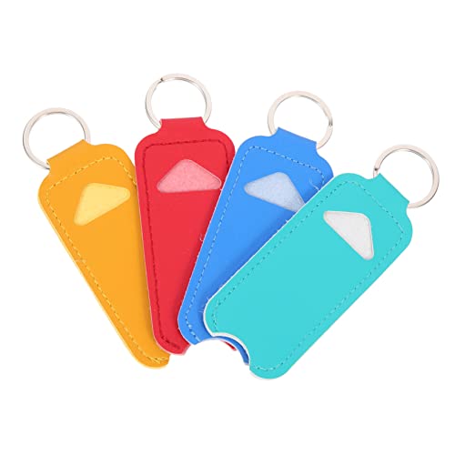 VANZACK 4 Stück PU Lippenstift Aufbewahrungstasche Tragbar Leichter Make up Organizer mit Schlüsselanhänger Langlebig Farbiges Design für Reisen und Alltag von VANZACK