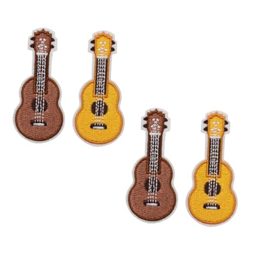 VANZACK 4 Stück Teiliges Besticktes Ukulele Broschen Dekorative Anstecknadeln mit Glatten Kanten Vielseitig für Kleidung Taschen Hüte Geeignet für Partys Weihnachten Alltagsmode von VANZACK