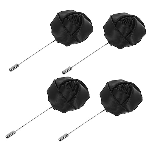 VANZACK 4 Stück Teiliges Handgefertigte Stoffrosen Anstecknadeln für Herren Broschen in Herzform Farbenfrohe Blüten für Anzug Smoking Festliche Weihnachtsdekoration von VANZACK