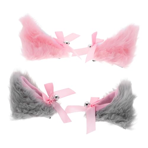 VANZACK 4 Stück Teiliges Katzenohren Haarclips Lolita Cosplay Haarschmuck mit Glocken Leichte Party Haarspangen für Halloween Weihnachtsfeier Mädchen Frauen von VANZACK
