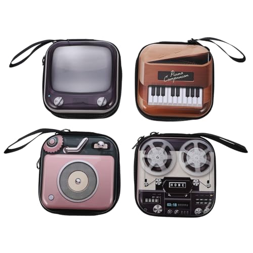 VANZACK 4 Stück Teiliges Mini Münzgeldbörsen Retro Elektronik Design Kleine Aufbewahrungstaschen mit Reißverschluss Langlebig Tragbar für Kleingeld und Kleine Gegenstände und Süß von VANZACK