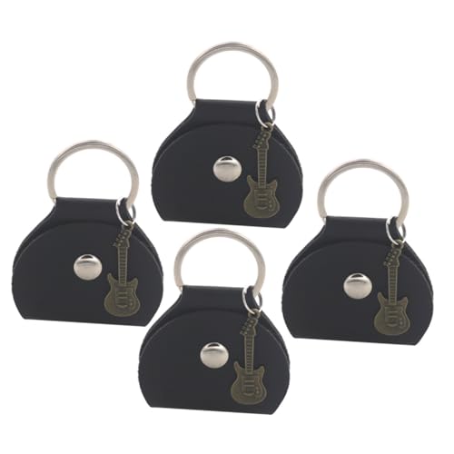 VANZACK 4 Stück Teiliges PU Plektrumhalter mit Schlüsselanhänger Praktischer Pick Organizer für Akustik Bass Ukulele Wiederverwendbare Gitarre Picks Tasche für Musiker von VANZACK