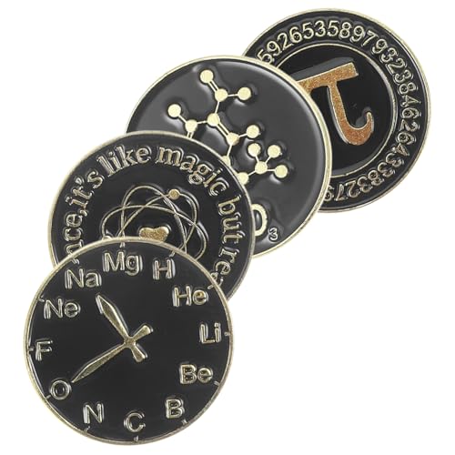 VANZACK 4 Stück Teiliges Schwarzer Runder Broschen Kreative Anstecknadeln für Kleidung Rucksäcke Jacken und Hüte Dekoration für Unisex Outfits Langlebige Legierungsbroschen von VANZACK