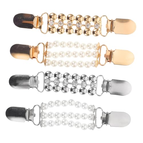 VANZACK 4 Stück Teiliges Vintage Strickjacken Clips mit Perlen und Strass Elegante Schal Pullover broschen für Damen Vielseitige Kleid Mantel accessoires zur Kleidungsbefestigung von VANZACK