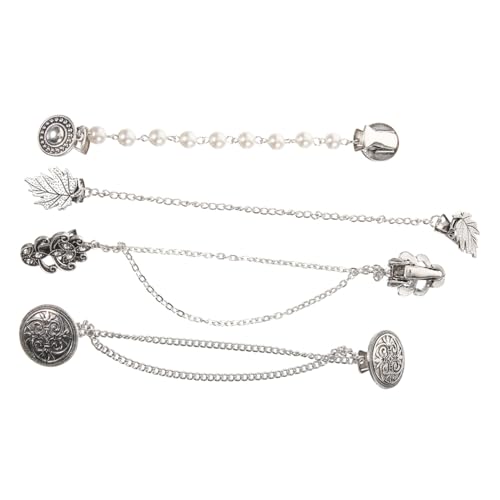 VANZACK 4 Stück Vintage Cardigan Clip Teiliges mit Eleganten Broschen in Antikem Silber Stabile Strickjacken und Kleidclips mit Dekorativem Design für Damen bei Party Hochzeit Alltag und von VANZACK