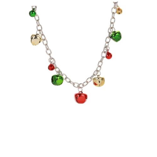 VANZACK 4 Stück Weihnachtlicher Schmuck Teilig mit Kleinen Glocken Legierungsarmband und Ohrringen in Rot und Grün Damen Party Schmuck für Festliche Anlässe Leicht und Hautfreundlich von VANZACK