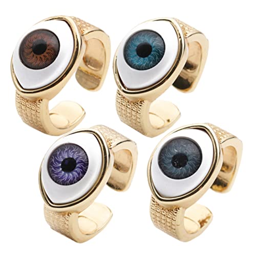 VANZACK 4stücke Evil Eye Für Und Frauen Kupfer Ringe Mit Bösem Blick Auge Ringe Als Schmuck Für Partys Zeremonien Und Alltag von VANZACK