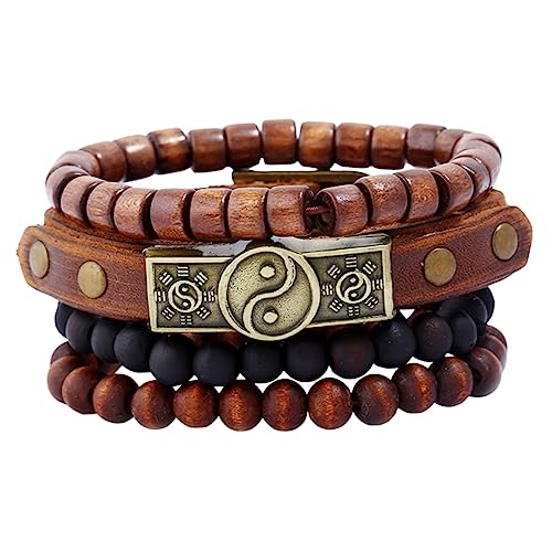 VANZACK 4Stücke Vintage Holzperlenarmband Ästhetische Stapelbare Armbänder für Frauen Retro Lederarmbänder Eleganter Schmuck für Perfektes für Besondere VANZACK 4Stücke Vintage Holzperlenarmband Ästhetische Stapelbare Armbänder für Frauen Retro Lederarmbänder Eleganter Schmuck für Perfektes für Besondere von VANZACK