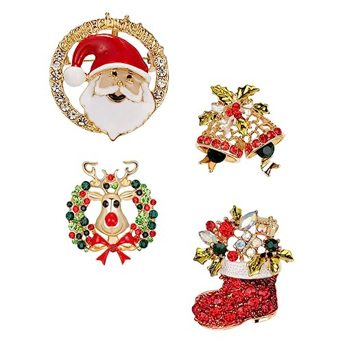 VANZACK 4stücke Weihnachts Charmante Geweih-broschen Für Damen Niedliche Feiertags-anstecknadeln Mit Weihnachtlichen Motiven Aus Legierung Für Kleidung Und Festlichkeiten von VANZACK