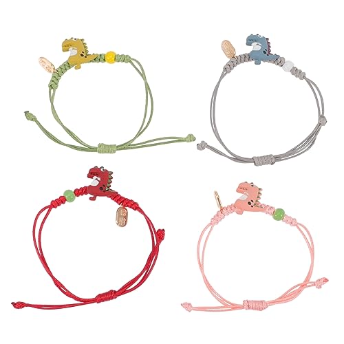VANZACK 4stücke Dinosaurier-armbänder Geflochten Aus String-seil Passende Armbänder Als Schmuck Für Mädchen Verstellbar Und Langlebig Rostfrei Und Hautfreundlich von VANZACK