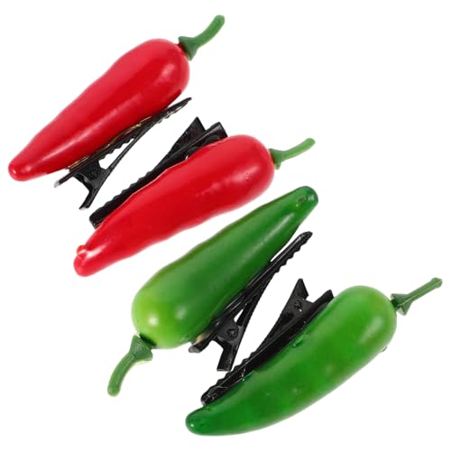 VANZACK 4stücke Süße Haarnadeln Für Mädchen Mini- -entenschnabel-haarspangen Chili-pfeffer-haar-styling-pins Lustiges Haardekor Frauen-haarspangen von VANZACK