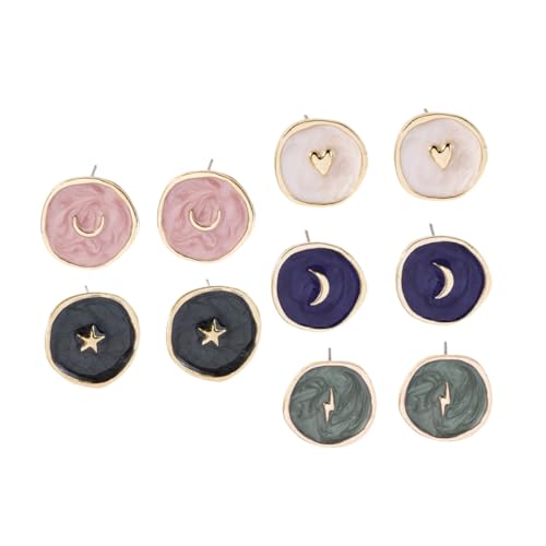 VANZACK 5 Paare Kleine Ohrstecker Damen Stern Herz Ohrringe Bunte Modeschmuck Ohrstecker für Frauen Vielseitig Langlebig Modisch von VANZACK