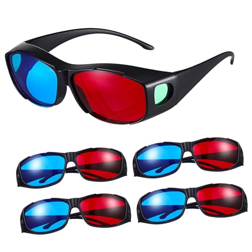 VANZACK 5 Stück Brille Rot blau Anaglyph Brille aus Leichtem Kunststoff für Realistische Bequemes Tragen Kompakt und Einfach zu Nutzen von VANZACK
