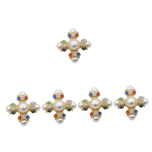 VANZACK 5 Stück Retro Perlen Kreuz Brosche für Damen Eleganter Schmuck mit Perlen für Geburtstage Cocktailpartys und Jubiläen Leicht und Langlebig Passt zu Jedem Outfit von VANZACK