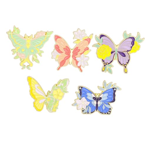 VANZACK 5 Stück Schmetterling Anstecknadeln Bunt Lackiert Broschen für Damen als Schalring Rucksack Dekoration Langlebige Modeaccessoires mit Sicherem Verschluss von VANZACK