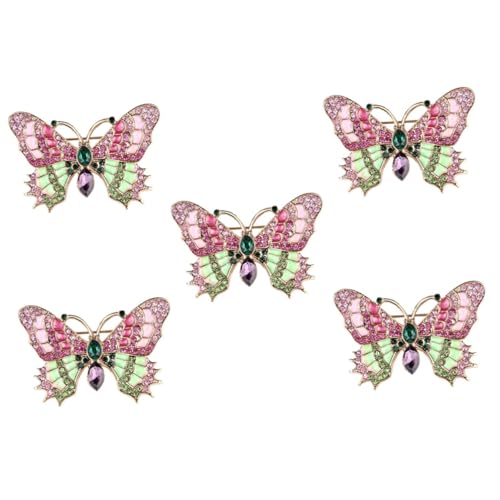 VANZACK 5 Stück Schmetterling Brosche Damen Anstecknadel mit Strass Modische Vintage Emaille Pin Langlebiger Legierungs Broschen Schmuck für Kleidung Taschen Hüte und Besondere Anlässe von VANZACK