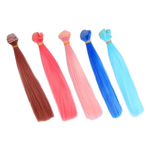 VANZACK 5 Stück Teiliges Gerade Haarverlängerungen Hitzebeständig Synthetische Fasern Lang Breit Vielseitig Zuschneidbar Natürliche Optik Einfache Anbringung für Bastelbedarf von VANZACK