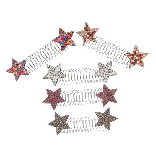 VANZACK 5 Stück Teiliges Haarschmuck Set mit Strass und Stern Dekoration für Besondere Anlässe Haarspangen für Frauen für Make Up und Hautpflege in Silber Champagner und Gun von VANZACK