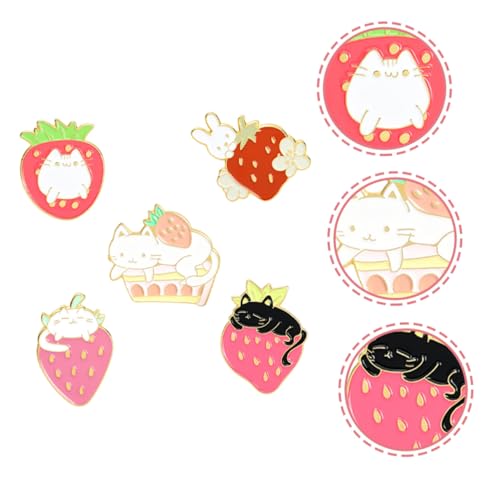VANZACK 5 Stück Teiliges Niedliche Erdbeer Emaille Broschen Cartoon motiv Anstecknadeln für Rucksäcke Kleidung Hüte Modische Pins für Frauen und Mädchen von VANZACK