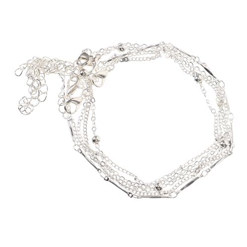 VANZACK 5 Stück Teiliges Set Fußkettchen für Damen Perlen Fußkette für Strand Partys Hochzeiten und Verstellbare Boho Anklets für Sommer Silberfarben von VANZACK