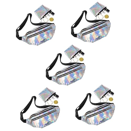 VANZACK 5Sätze Damen Taillenbeutel Verstellbarer Fanny Pack mit Glänzendem Design und Kleiner Münzbörse für Festivals Sport und Freizeitaktivitäten von VANZACK