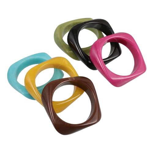 VANZACK 6 Stück Teiliges Retro Armreifen für Damen Geometrische Klobige Manschettenarmbänder Sechs Farben Langlebiger Minimalistischer Schmuck für Party und Alltag von VANZACK
