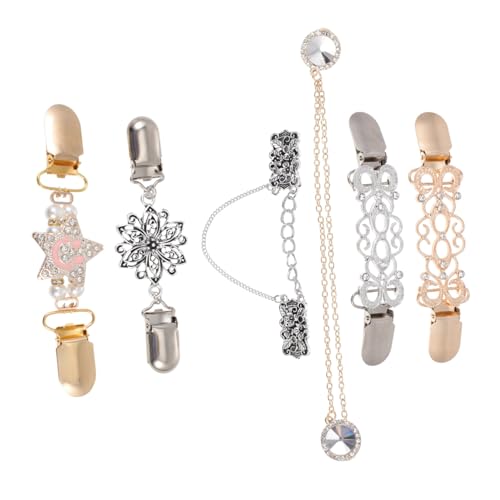 VANZACK 6 Stück Teiliges Vintage Cardigan Clips aus Poliertem Legierungs Vielseitige Broschen für Pullover Strickjacken Schals und Kleidung Modische Verschlüsse für Damen Zufällige Farbe von VANZACK