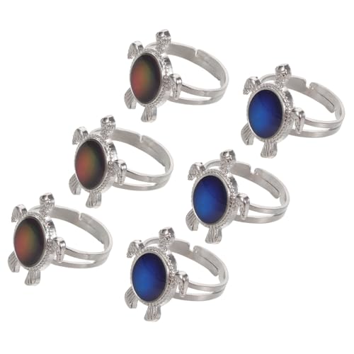 VANZACK 6 Stück Thermochromer Ring Schmuck Stimmungsring Für Statement Ring Verstellbarer Stimmungsring Stimmungsringe Massenfarbwechsel Jungenringe Farbwechselnde Fingerringe von VANZACK