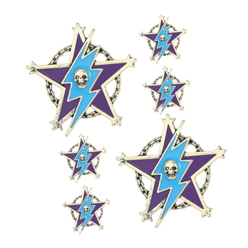 VANZACK 6 Stück Vintage Fünf-punkte-stern Anstecknadeln mit Totenkopf Mini Metall Broschen für Männer Retro Lapel Pins für Anzüge Jacken und Rucksäcke Leicht Langlebig Vielseitig Tragbar von VANZACK