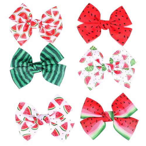 VANZACK 6 Stück Wassermelonen Haarspangen für Mädchen Schleifenclips Haarschmuck für Kinder Rutschfest Bunt für Partys von VANZACK