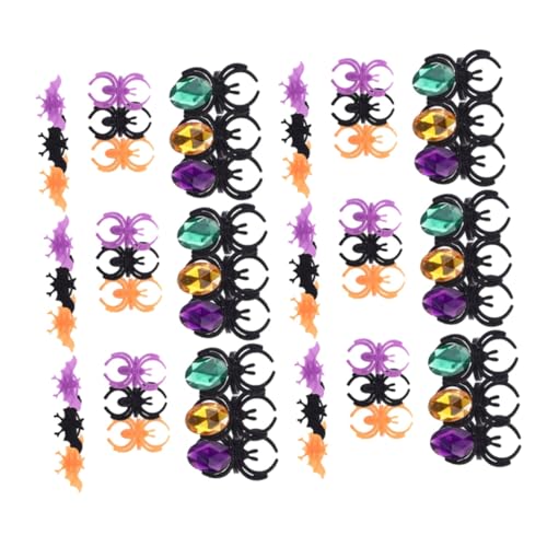 VANZACK 60 Stück Teiliges Halloween Finger-ring mit Spinnen Fledermaus-motiven Bunte Kunststoffringe für Mädchen Partydekoration Leichte Glatte Halloween-accessoires für Kostümpartys und von VANZACK