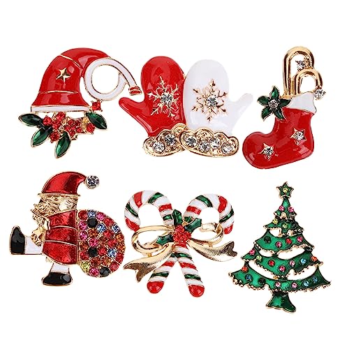 VANZACK 6Stücke Weihnachts Broschen Set für Damen Anstecknadeln mit Festlicher Schmuck für Kleidung Taschen Perfektes für Weihnachten Besondere Anlässe von VANZACK