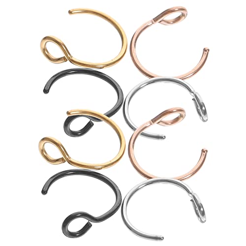 VANZACK 8 Stück C Förmige Fake Nasenringe Vakuumverchromte Nasenringe Hypoallergene Nasenschmuck Stahlfarbe Schwarz Gold und Roségold Kreativer Nasenschmuck für Frauen von VANZACK