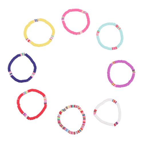 VANZACK 8 Stück Teiliges Farbenfrohes Polymer Clay Armband Damen Dehnbar Modisch Strand Schmuck Freundschaftsarmbänder Vielseitig Kombinierbar Sommerlich Elastisch von VANZACK