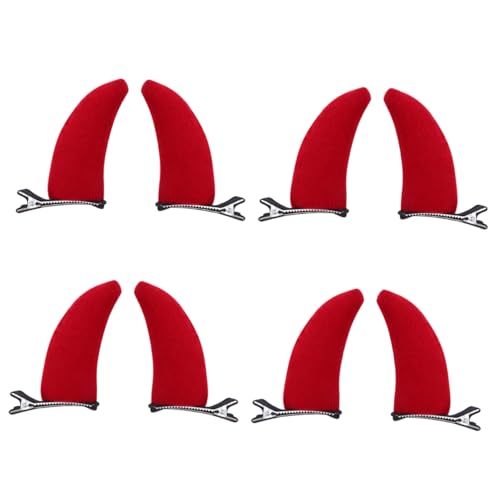 VANZACK 8 Stück Teiliges Halloween Teufelshorn Haarclip Rot Kostüm Haarspangen Party Kopfschmuck Lustiger Teufel Hörner Haarschmuck für Karneval Cosplay von VANZACK