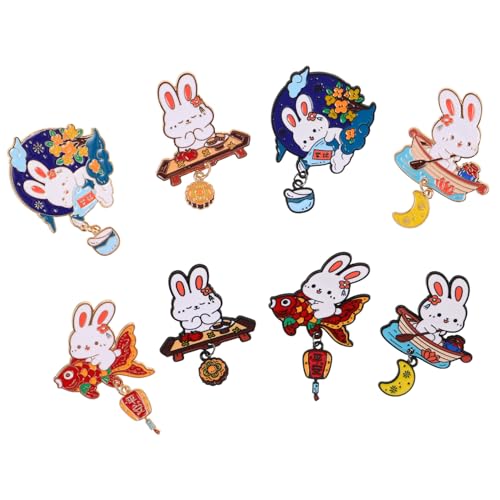 VANZACK 8 Stück Teiliges Hasenbroschen Zinklegierung mit Emaille Niedliche Cartoon-anstecker Kreative Tier-lapel-pins für Jacken Rucksäcke und Individuelle Kleidungsdekoration von VANZACK