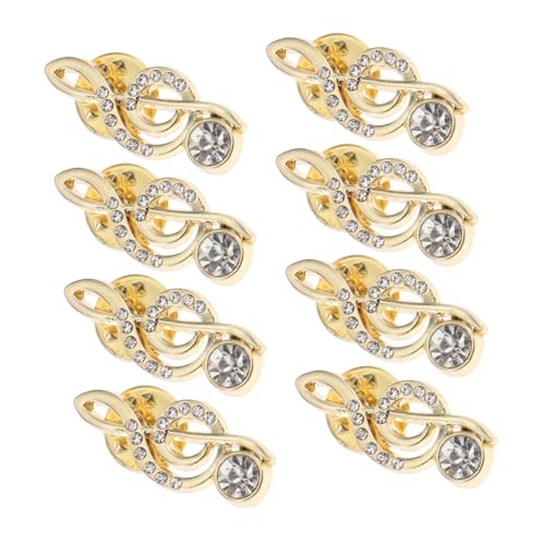 VANZACK 8 Stück Teiliges Modische Koreanische Broschen mit Musiksymbolen Funkelnde Strass-steine Sichere Anstecknadel Leichter Schmuck für Anzüge Kleider Hochzeiten und Partys von VANZACK