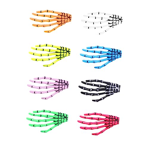 VANZACK 8 Stück Teiliges Skelett Hand Haarspangen für Frauen und Mädchen Modeschmuck Haarschmuck Verschiedenen Farben für Halloween und Kostümpartys von VANZACK