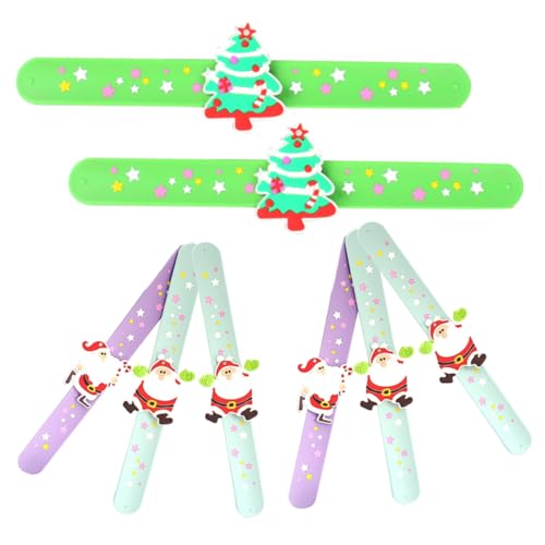 VANZACK 8 Stück Teiliges Weihnachts Silicon Schnapparmband Kinderfreundliche Robuste Party Slap Armbänder mit Glatten Kanten als Partygeschenk und Mitgebsel für Kinderfeiern von VANZACK