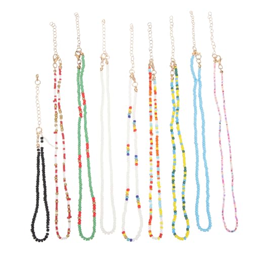 VANZACK 9 Stück Teiliges Boho Perlen Choker Bunte Halsketten für Damen und Mädchen Hautfreundlicher Schmuck mit Einzigartigem Design Vielseitig Einsetzbar für Partys Hochzeiten und Alltag von VANZACK
