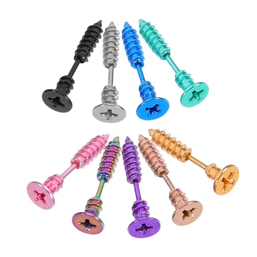 VANZACK 9 Stück Teiliges Edelstahl Ohrstecker Schrauben design Hypoallergen Farbbeständig Leicht und Komfortabel Langlebiger Schmuck für Damen und Herren Geeignet für Arbeit und Partys von VANZACK