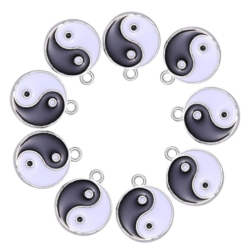 VANZACK 9 Stück Teiliges Tai Chi Charms aus Langlebiger Zinklegierung Doppelseitiger Anhänger mit Öse für Schmuckherstellung DIY Halsketten Armbänder Ohrringe und Taschenanhänger von VANZACK