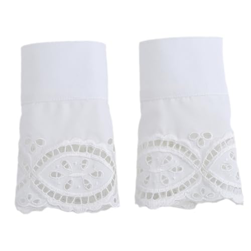 VANZACK Abnehmbare Spitzenmanschetten mit Rüschen Weiße Netzstoff Ärmel Accessoires für Damen Vielseitige Dekoration für Festtage und Alltag Stilvolle Lolita Armband Manschetten von VANZACK